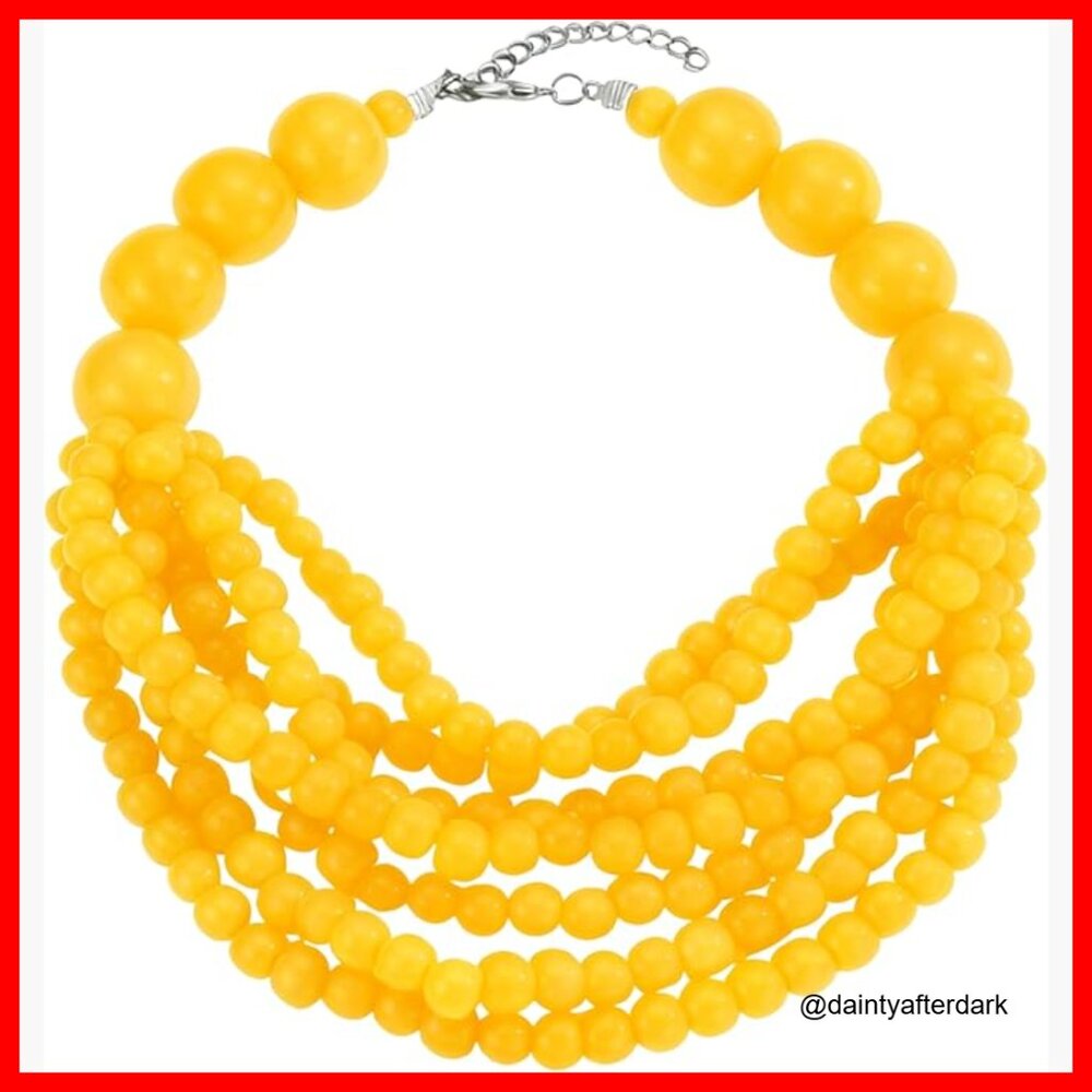 Multi Layer Beaded Statement Necklace, Chunky Vin… - image 1